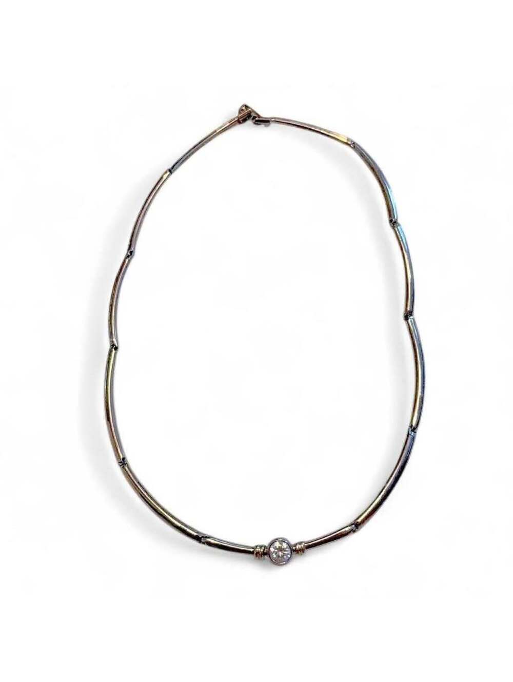 Gold-Toned Bezel Set Stone Collar Necklace